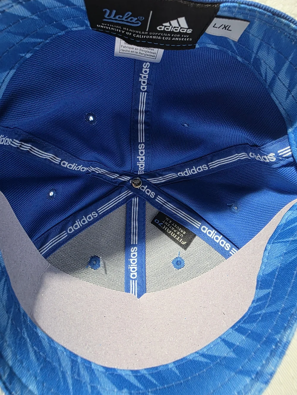 adidas Blue and White UCLA Script Fitted Size L/XL Baseball Cap